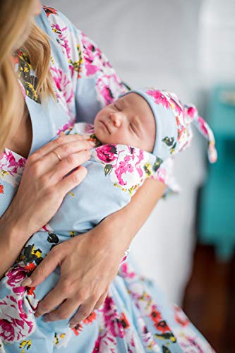 Baby Be Mine Newborn Baby Swaddle Blanket With Matching Knotted Hat, (Isla) #TOP2