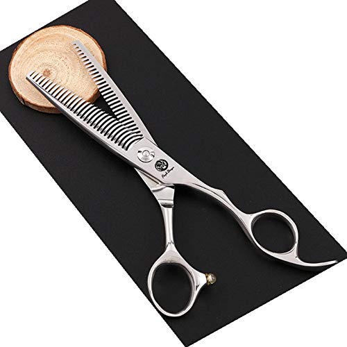 Purple Dragon Professional 6.0 inch Sliver Double teeth Barber Hair Thinning Scissor/Shear Set- Perfect for Hair Stylist or Home Use