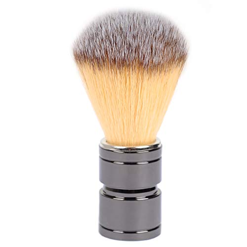 Synthetic Shaving Brushes, JR 0.79inch Synthetic Nylon Brush Hair Knot with Gun Engineered Stainless Iron Handle Shaving Brushes for Men, Traveling, Safety Razor, Double Edge Razor, Shavi