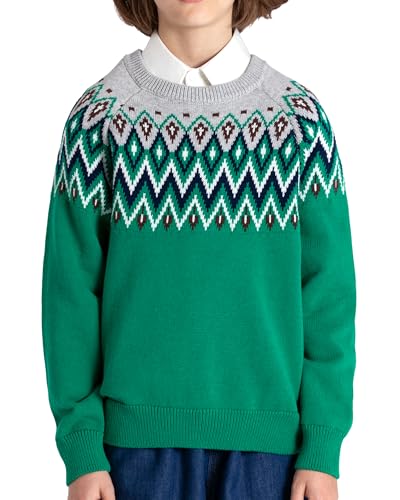 Image of BOBOYOYO Boys Sweaters 100% Cotton Cable Knit Kids Sweater Striped Pullover