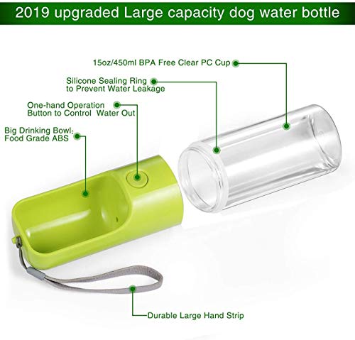 Dog Water Bottle For Walking, Pet Portable Water Dispenser Dogs Outdoor Drinking Bowl Travel Water Cup, 450Ml/15.2Oz #TOP1