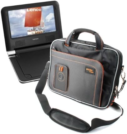 DURAGADGET Black & Orange Bag - Compatible with Lenco DVP-733 | DVP-931 | DVP-936 | DVP-941 | DVP-735 | DVP-736 | DVP-738 | DVP-739 | DVP-740 | DVP-741 | DVP-7 & MES-230 Portable DVD Players