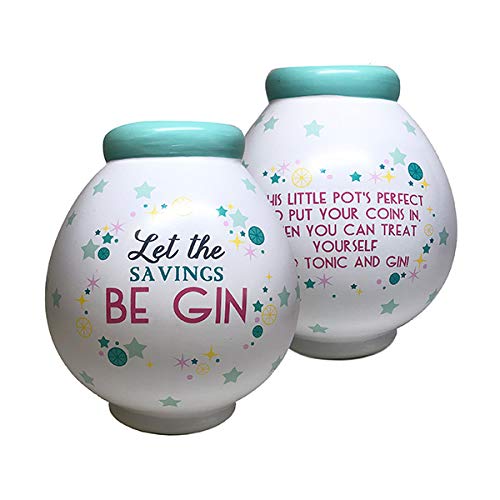 Let The Savings Be Gin Money Pot Save & Smash Ceramic Box Piggy Bank Gift Boxed