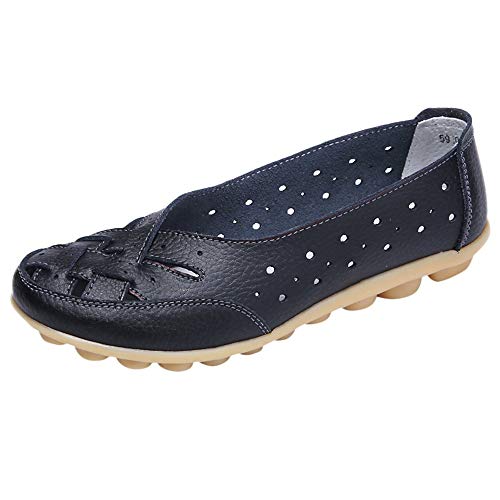 Alaso Mocassins Femmes en Cuir Casuel Confort Chaussures Plates Loafers Chaussures de Conduite été Sandales Ballerines Grande Taille 35-44