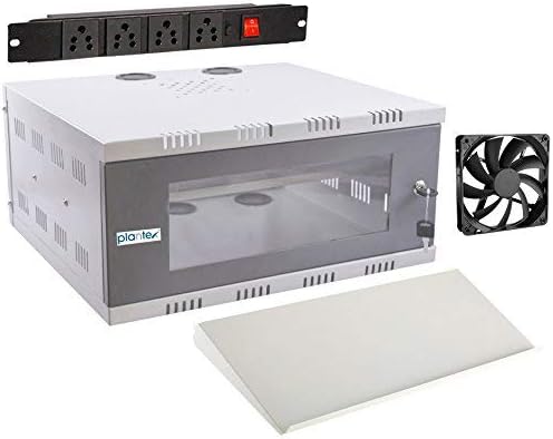 Plantex 4U CCTV/DVR/NVR Cabinet Box/DVR Rack Wall Mount with Lock/Network Rack/Server Rack with Power Socket - Cooling Fan - Adjustable Shelf