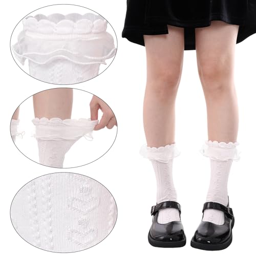Women Lace Socks Ruffle Frilly Socks Double Lace Turn Cuff Comfortable Cotton Princess Sock for Ladies Halloween4