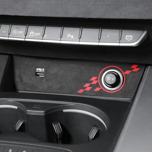 BETTERHUMZ Compatible with Audi A4 S4 B9 A5 S5 RS5 2017-2024 for Alcantara Center Console Cigarette Lighter Panel Sticker Power Outlet USB Port Charging Panel Trim Interior Accessories (with USB Port)