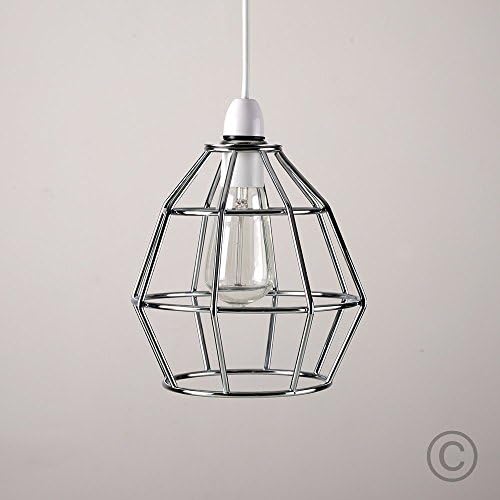 MiniSun Contemporary Polished Chrome Metal Basket Cage Designer Style Pendant Ceiling Light Shade
