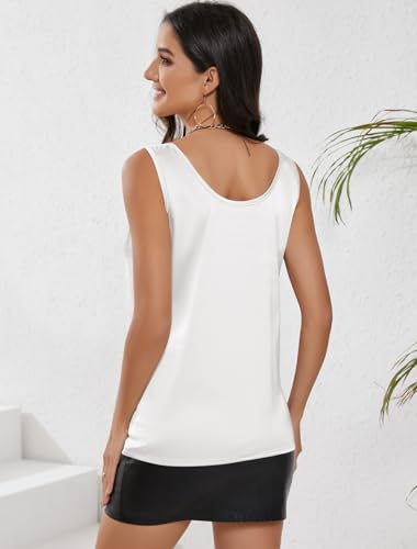 MOYEE Satin Tank Tops for Women Scoop Neck Sleeveless Silky Camisole Top Basic Summer Cami Blouses2