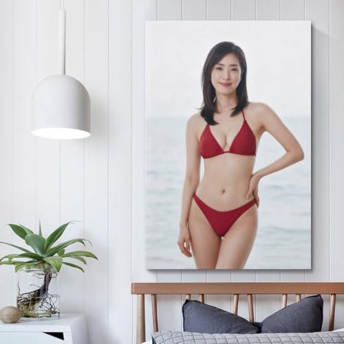 天海祐希 水着ポスター 家庭・部屋両用 芸術的プリントキャンバス壁掛け装飾 24x36inch [5]