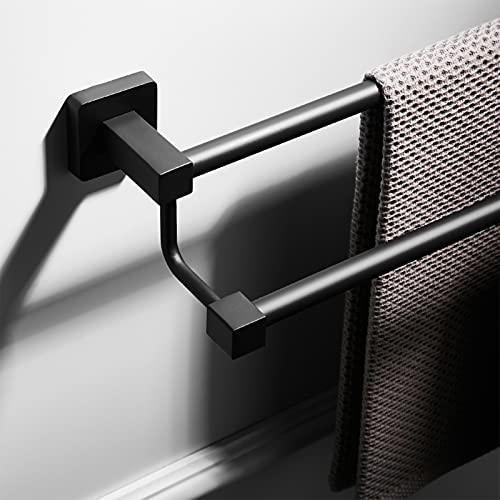 Porte-serviettes double pour optimiser le séchage des serviettes humides noir 40cm