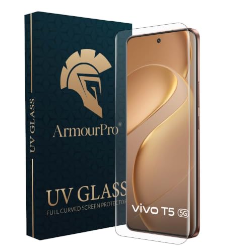 Image of ArmourPro UV Glue Tempered Glass for Vivo T5 5G - Curved Screen Protector, 9H Anti Scratch, Edge-to-Edge Coverage, HD Clarity, Smooth Touch