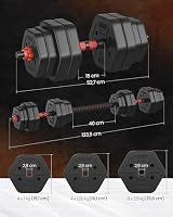 SONGMICS Hantelset mit Verbindungsstange, Hexagon, 30 kg | Kurzhantelset, für Workout, Fitnesstraining, Gewichtheben für Zuhause, tintenschwarz, STEFAN Kollektion SYL300B01 – Ansicht 6