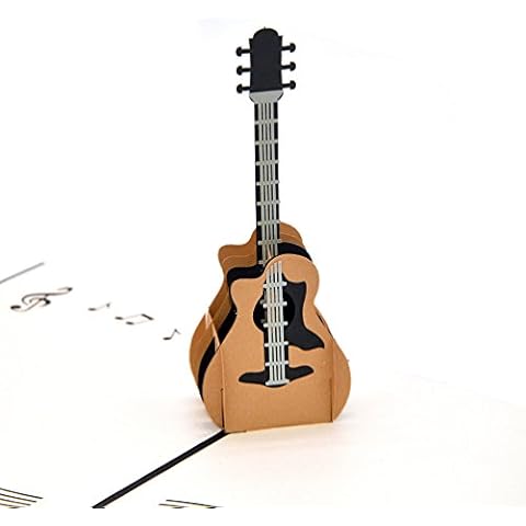 Medigy 3D Pop Up Greeting Cards Blank Cards for Most Occastions Black (Guitar) Cover