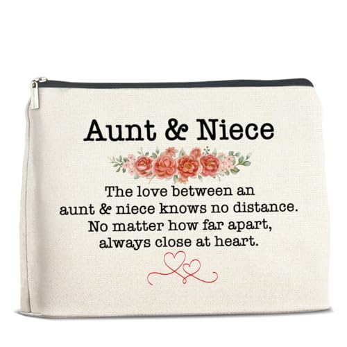 UPNEGE Aunt and Niece Gifts Makeup Bag Christmas Birthday Gifts for Aunt Niece Cosmetic Bag Zipper Makeup Pouch