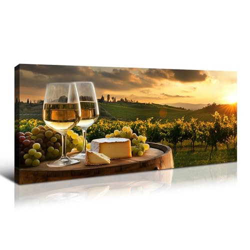 Landada Large Kitchen Wall Decor, Grapevine Sunset Landscape Painting, Barrel