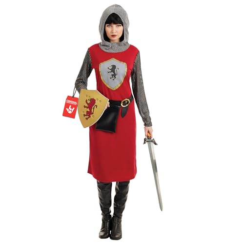 fun shack Medieval Knight Costume Women Joan Of Arc Female Knight Outfit Adult Historical Dress Up Party Wear, X-Large