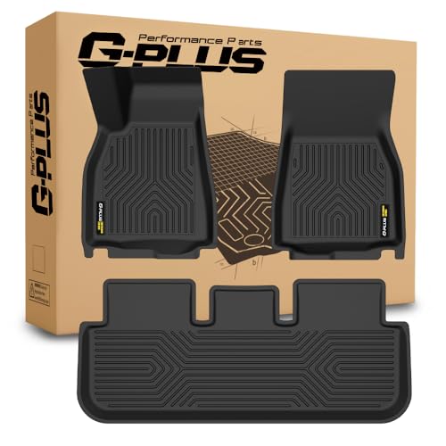 G-PLUS Floor Mats Compatible with Tesla Model S 2021 2022 2023 2024 TPE Custom Fit All Weather Full Cover Protection 1st & 2nd Row Floor Liners Waterproof 3PCS Black alfombrillas para coche