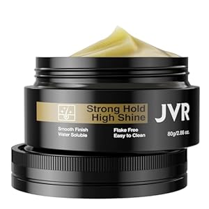 JVR Hair Styling Pomade for Men, Strong Hold & High Shine Hair Gel, Water Based Formula, Easy To Wash Out, Flake Free, All Day Hold for All Hairstyles, 80g