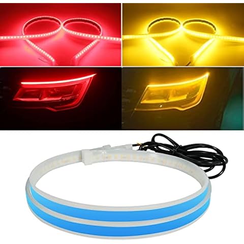 Car Led Strip Light Headlight Led Strip Tail Light Brake Light Turn Signal Light DRL Sequential Switchback Led Strip Amber/Yellow & Red (2Pcs 30CM/12Inch) Cover