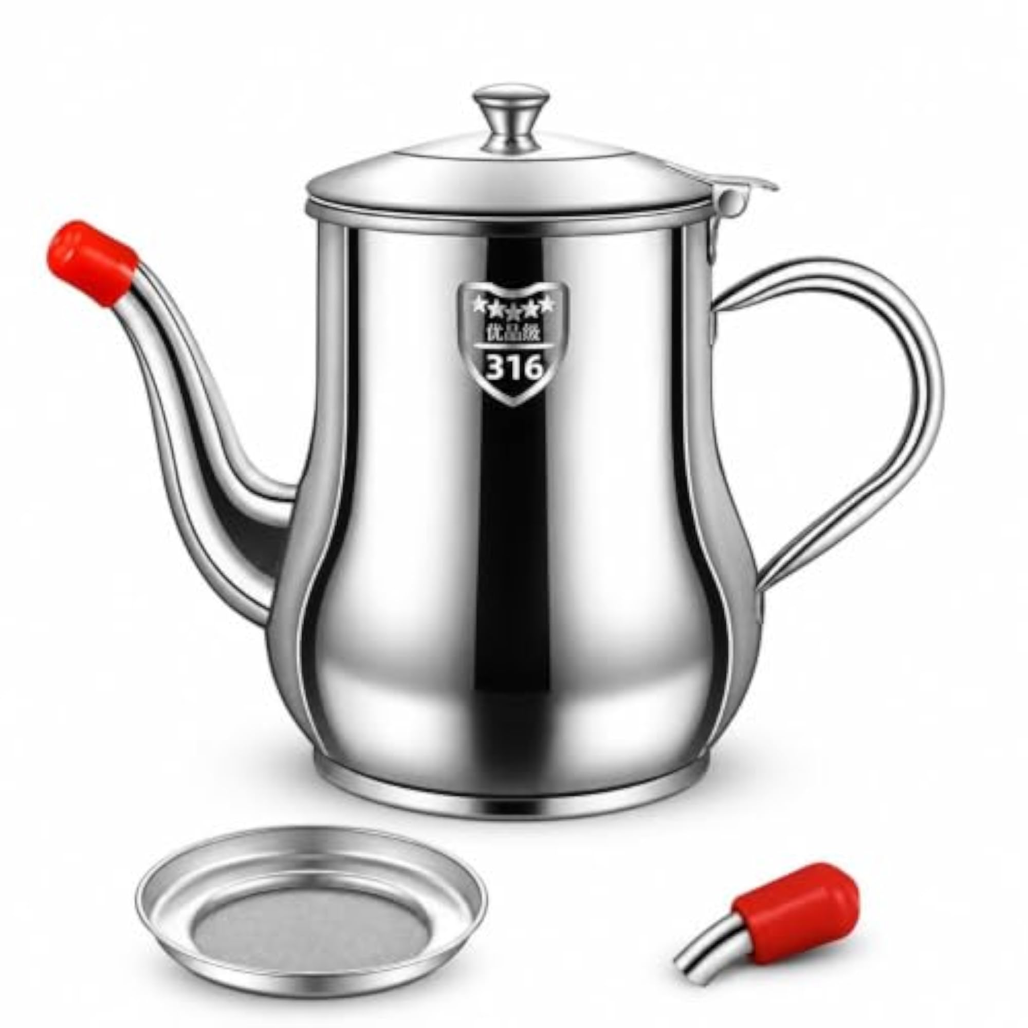 316 Stainless Steel Oil Storage Pitcher with Filter, 1000ml