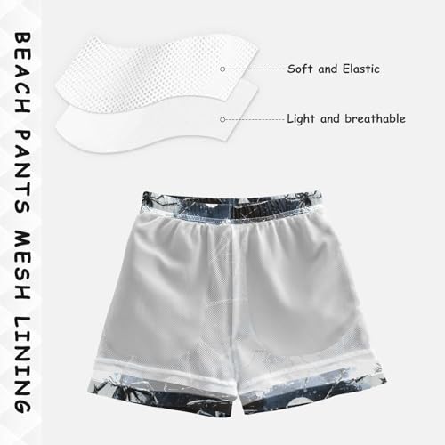 Pigsaly Boys' Swim Board Shorts White Spider Webs Scary Black Spiders Boy's Swim Trunks Kids Swimwear 4T4