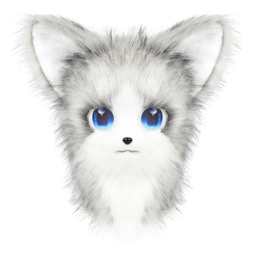 HAOAN Animal Furry Fursuit Head Mask Plush Cat Fox Mask Costume Props for Halloween Cosplay Party