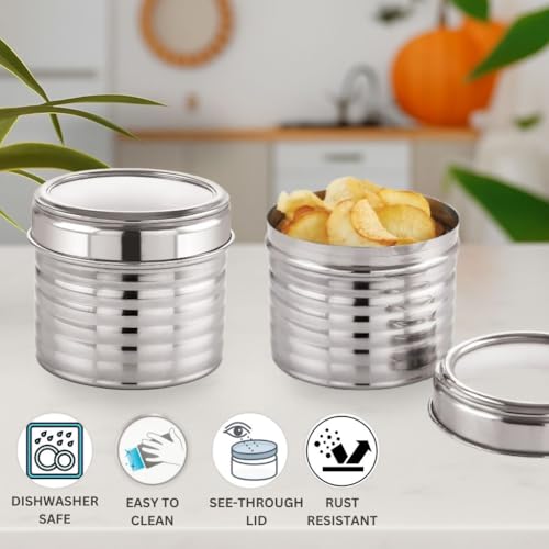 Image of Sizzle Roxy Stainless Steel Container Set with See Through Lid, Multipurpose Kitchen Storage Dabba for Sugar, Snacks, Dry Fruits, Namkeen | Leak-Proof Food Storage Organizer |800ML - 2 pcs