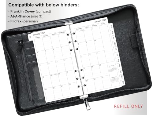 newestor 2026 Weekly & Monthly Planner Refill, 3-3/4\" x 6-3/4\", Jan 2026 - Dec 2026, Personal/Compact/Size 3