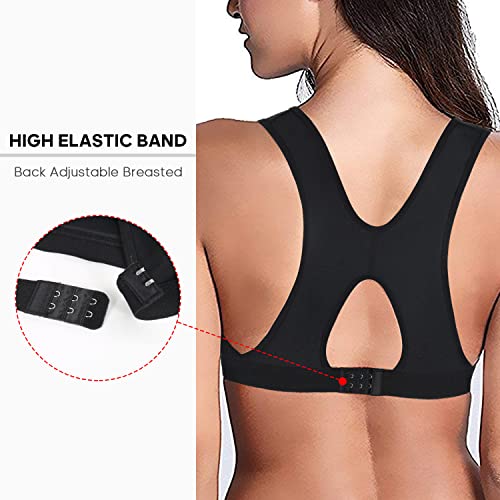 Kimikal Women Post-Surgery Front Closure Sports Bra (L(36B,36C,36D,38A), Black) #TOP1