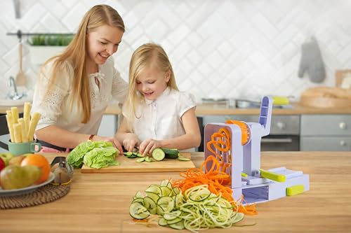 Brieftons QuickFold 5-Blade Spiralizer: Compact Foldable Manual Vegetable Spiralizer & Zucchini Noodle Maker, 5 Japanese Stainless Steel Blades, Spaghetti Maker for Potatoes, Keto Paleo Gluten-Free by Brieftons - Used condition - Image 8