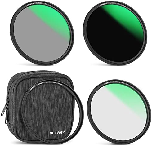 NEEWER 82mm 4-in-1 Magnetic Lens Filter Kit, Includes Neutral Density ND1000+MCUV+CPL+Adapter Ring with 42-Layer Coating/Ultra Slim/Waterproof/Scratch Resistant HD Optical Glass&Water-resistant Pouch