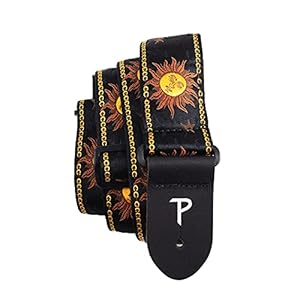 Perri’s Leathers Ltd. – Gitaarriem – Nylon – Jacquard – Hello Sunshine – Zwart – Verstelbaar – Voor Akoestische/Bass…