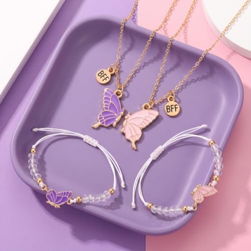 BFF Necklace Bracelets for 2, Butterfly Friendship Necklace Bracelet — 사진 6