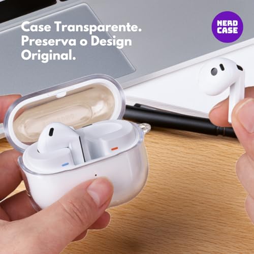 NERDCASE, Capa de Silicone Transparente Compatível com Galaxy Buds 3 e 3 Pro, Proteção Premium