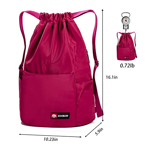 Image of ZOORON Waterproof Drawstring Gym Backpack Bag for Men & Women, Sport Gym Sack Mini Travel Daypack