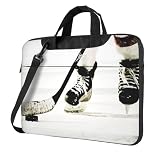 HEBSDFG Laptoptasche mit Eishockey-Muster, stoßfeste Computertasche mit antistatischem Futter, wandelbare Schulter-/Crossbody-Tragetasche für Büro, Schule, Reisen, Schwarz , 14 inch