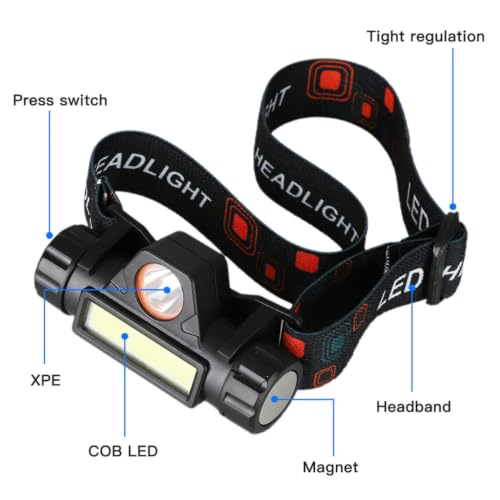 Linterna frontal recargable impermeable con luz LED ajustable iplusmile 7