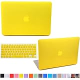 HDE MacBook Air 13 inch Case Soft Touch Matte Plastic Hard Case with Keyboard Cover (Models: A1369 and A1466), Yellow