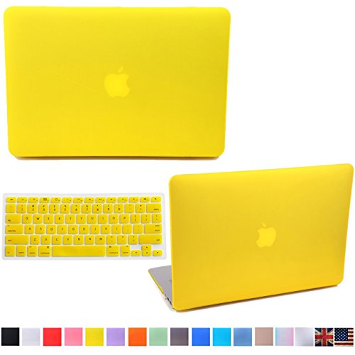 HDE MacBook Air 13 inch Case - Hard Shell Cover Keyboard Skin Fits Previous Generations A1466 A1369 (2008-2017) - Mustard Yellow