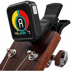 KLIQ UberTuner Clip On Guitar Tuner -Black | Fast & Accurate Chromatic Tuner for Acoustic & Electric Guitar, Bass, Ukulele, Violin, Banjo & all other instruments