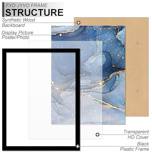 Fxojyvo 5x8 Picture Frame Set of 3, Black Frame for 5 x 8 Inch Picture Poster Photo, Light Weight and High Transparent 5 by 8 Frame for Wall - 3 Pack/Black/5"x8" by Fxojyvo - Used condition - Image 2
