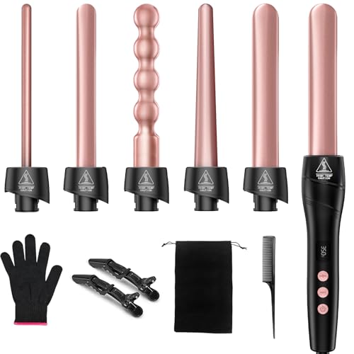 Image of 6-in-1 Curling Iron & Wand Set with Heat-Resistant Glove for All Hair