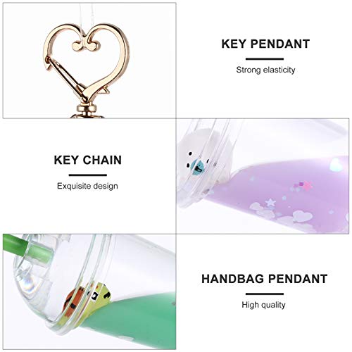 Pretyzoom 4Pcs Boba Tea Keychains Kawaii Floating Animal Keychain With Liquid Quicksand Bubble Tea Keychain Backpack Car Key Pendant #TOP2