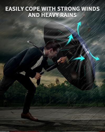 Image of ISABRELLA Big Umbrella for Women - 10-Rib Folding Umbrella with UV Protection, Black Coating, Wind & Rain Resistant, Safe Close Design, Durable, Lightweight, and Compact for Travel