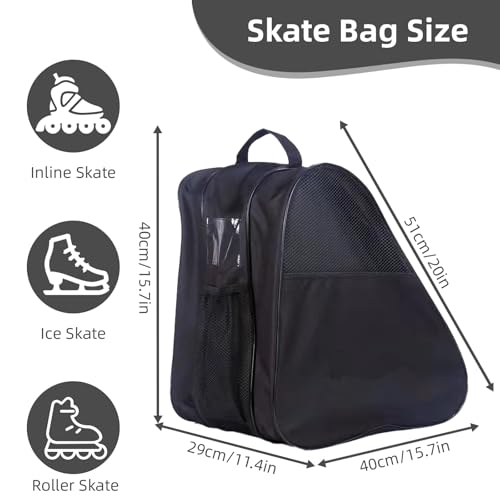 JUEQIQI 4 Pcs Skate Guards Ice Skate Blade Covers Towel Figure Skating Bag with Side Pockets & Name Card Holder Ice Skating Guards for Adult Inline Hockey Figure Skates Accessories (Black) by JUEQIQI - Image 2