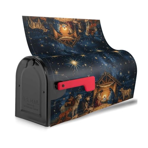 Image of Dujiea Vintage Christmas Mailbox Wrap - Magnetic Post Box Cover, Standard Size 21 inch(L) x 18 inch(W), Garden Yard Home Decor