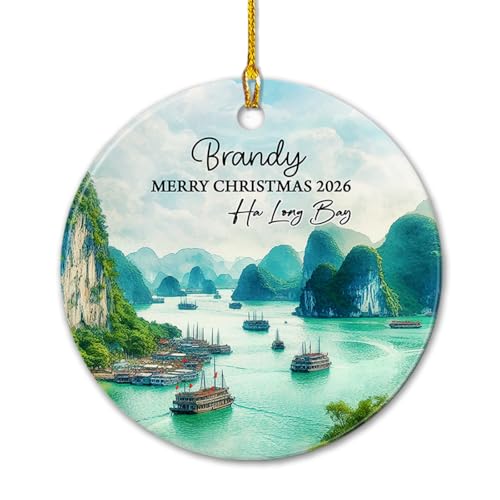 Vietnam Ha Long Bay Ceramic Ornament 2026, Personalized Ha Long Bay Location Ornament, Ha Long Bay Landscape Keepsake Ornament Gift for Vietnam Lover, Customized Name Vietnam Souvenir Ornament Xmas