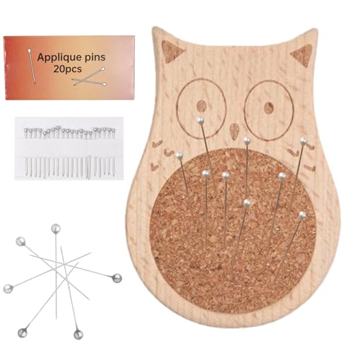 Coussin à épingles pour couture | Porte-épingles à coudre en bois avec 20 broches | Fournitures de couture portables pour aiguilles à tricoter, fil à broder, lit maison