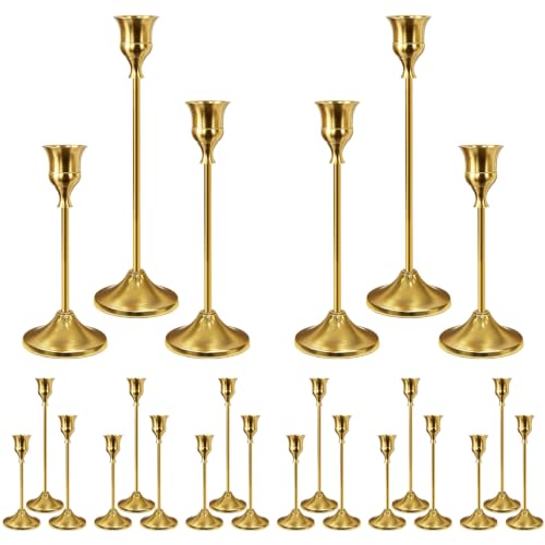 24Pcs Gold Taper Candle Holders, Vintage Centerpieces Candlestick Holder
